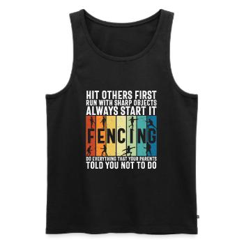Fechtsport Wortspiel für Fechter - Männer Premium Bio Tank Top - Schwarz - Vorne - AI Model Male 178 light (178cm)