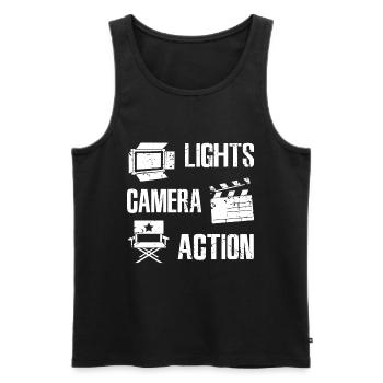 Filmmaker - Men's Premium Organic Tank Top - black - Front - AI Model Male 178 light (178cm)
