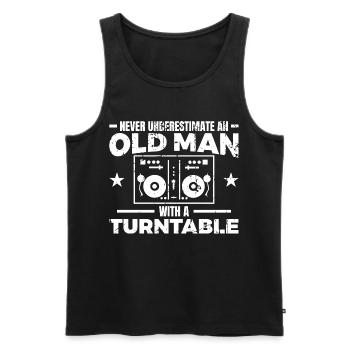 DJ Father - Men's Premium Organic Tank Top - black - Front - AI Model Male 178 light (178cm)