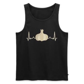 Garlic Love Heartbeat Valentine's Day Saying - Men's Premium Organic Tank Top - black - Front - Michal (187cm)