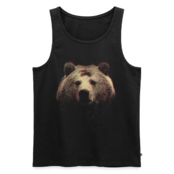Tête d’ours rouge à demi-tons - Débardeur bio Premium Homme - noir - Devant - AI Model Male 178 light (178cm)