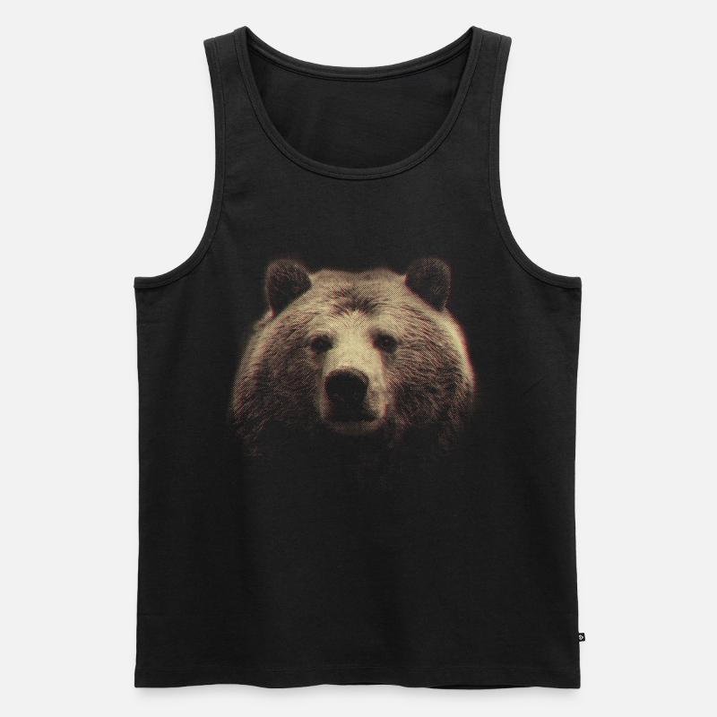 Rothalftone Bärenkopf - Männer Premium Bio Tank Top - Schwarz