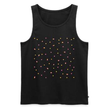 Confettis en rose et jaune - Débardeur bio Premium Homme - noir - Devant - AI Model Male 178 light (178cm)