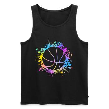 Basketball Paint Splatters colorful - Men's Premium Organic Tank Top - black - Front - Michal (187cm)