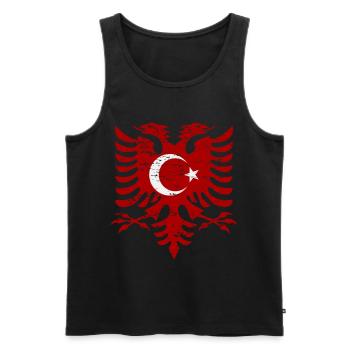 Albanie Turquie drapeau utilisé look - Débardeur bio Premium Homme - noir - Devant - Michal (187cm)