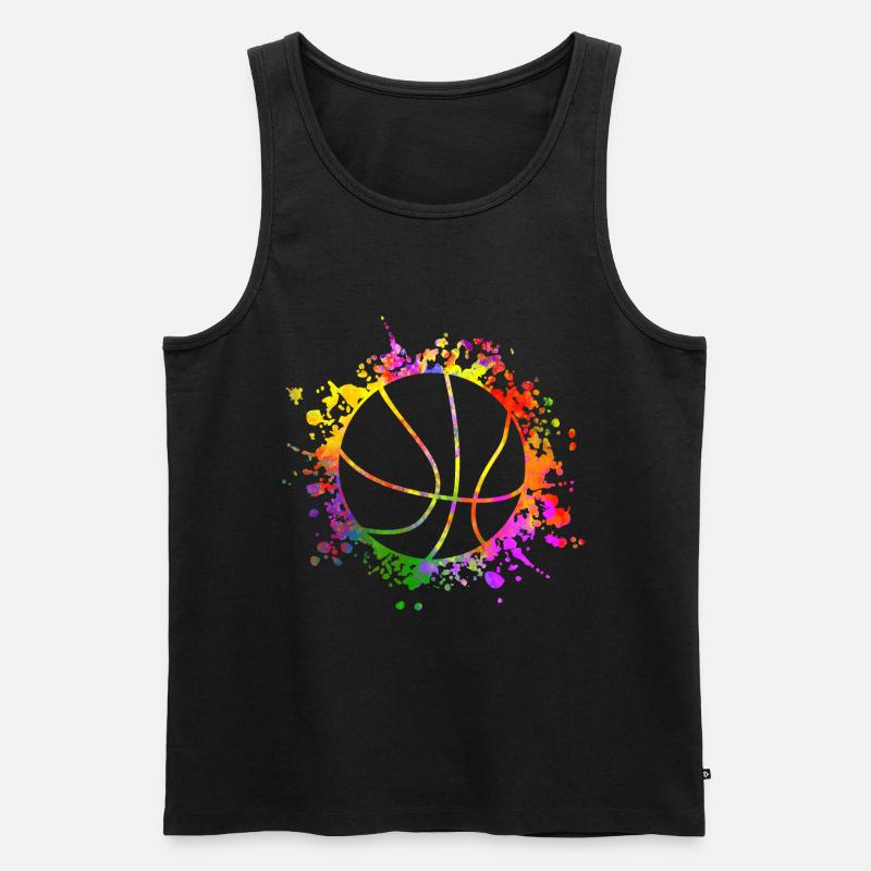 Basketball Farbspritzer Farbklecks - Männer Premium Bio Tank Top - Schwarz