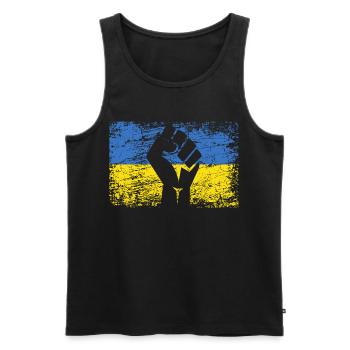 Drapeau De L'Ukraine Ukraine Soutien Ukraininens - Débardeur bio Premium Homme - noir - Devant - AI Model Male 178 light (178cm)
