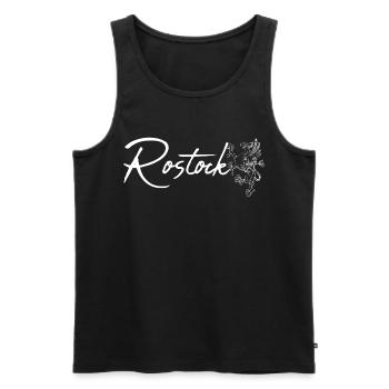 Rostock Schriftzug mit Greif - Männer Premium Bio Tank Top - Schwarz - Vorne - AI Model Male 178 light (178cm)