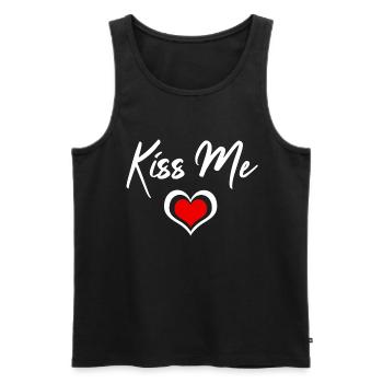 Kiss Me Tshirt T-Shirt Gift Gift Idea - Men's Premium Organic Tank Top - black - Front - Michal (187cm)