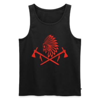 Rotindischer Krieger - Männer Premium Bio Tank Top - Schwarz - Vorne - AI Model Male 178 light (178cm)
