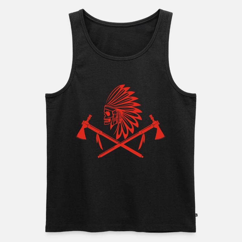 Rotindischer Krieger - Männer Premium Bio Tank Top - Schwarz