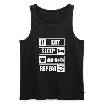 Katzenzitat Eat Sleep Cat Warrior Wiederholung - Männer Premium Bio Tank Top - Schwarz - Vorne - AI Model Male 178 light (178cm)