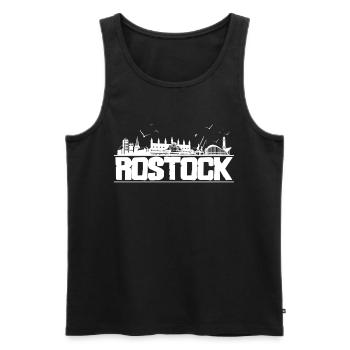 Rostock - Skyline - Männer Premium Bio Tank Top - Schwarz - Vorne - AI Model Male 178 light (178cm)