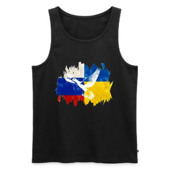 Ukraine Russland Konflikt Friedenstaube - Männer Premium Bio Tank Top - Schwarz - Vorne - AI Model Male 178 light (178cm)