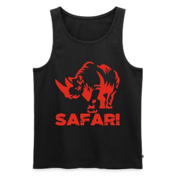 Safari et rhinocéros rouge - Débardeur bio Premium Homme - noir - Devant - AI Model Male 178 light (178cm)