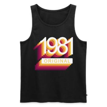 Born in 1981 - Men's Premium Organic Tank Top - black - Front - AI Model Male 178 light (178cm)