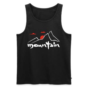 Weißer Berg und rote Sonne - Männer Premium Bio Tank Top - Schwarz - Vorne - AI Model Male 178 light (178cm)
