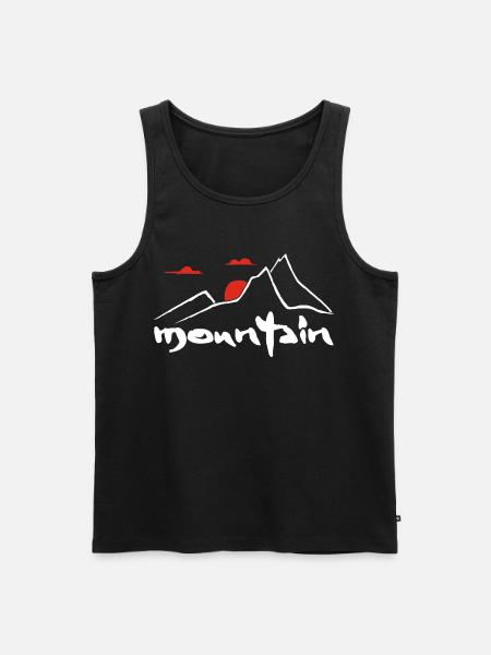 White mountain and red sun - Men's Premium Organic Tank Top - black