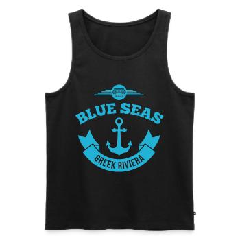 Mers Bleues Riviera Grecque - Débardeur bio Premium Homme - noir - Devant - AI Model Male 178 light (178cm)