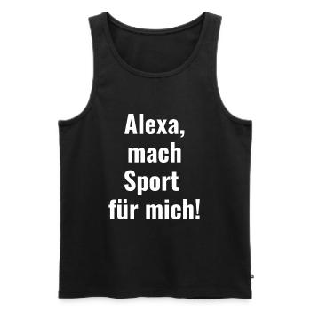 Alexa mach Sport - Lustiger Fitness Sport Spruch - Männer Premium Bio Tank Top - Schwarz - Vorne - Michal (187cm)