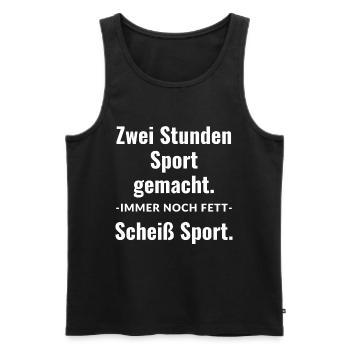 Scheiß Sport - Lustiger Fitness Sport Spruch - Männer Premium Bio Tank Top - Schwarz - Vorne - Michal (187cm)