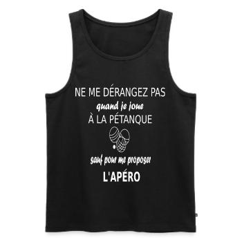 Pétanque, PETANQUE, pétanque boules, BOULES CADEAU - Débardeur bio Premium Homme - noir - Devant - Michal (187cm)
