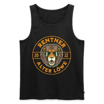 Rentner 2022 Löwe mit Sonnenbrille - Männer Premium Bio Tank Top - Schwarz - Vorne - Michal (187cm)