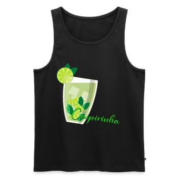 Verre de caipirinha avec menthe au citron vert - Débardeur bio Premium Homme - noir - Devant - AI Model Male 178 light (178cm)