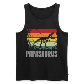 Papasaurus Papa Dinosaure Fête des Pères Journée des Hommes - Débardeur bio Premium Homme - noir - Devant - Michal (187cm)