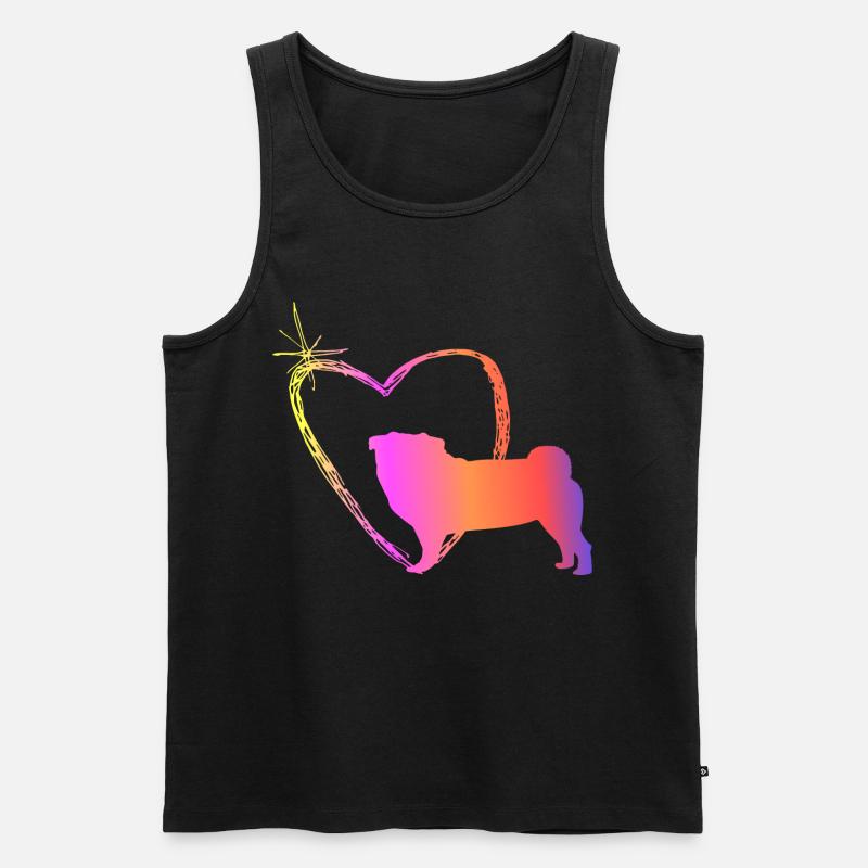 Mops mit Herz - Männer Premium Bio Tank Top - Schwarz