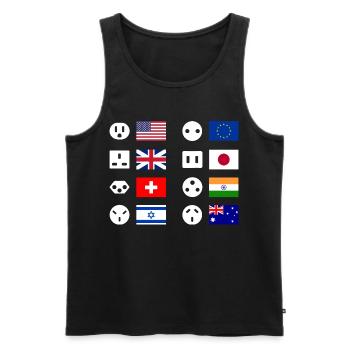 Plug Types Country Overview - Men's Premium Organic Tank Top - black - Front - Michal (187cm)