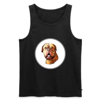 Dogue De Bordeaux Aquarelle pour chien Illustration - Débardeur bio Premium Homme - noir - Devant - AI Model Male 178 light (178cm)