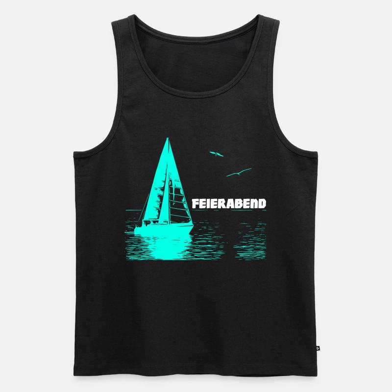 Feierabend Segelboot und 2 Möwen - Männer Premium Bio Tank Top - Schwarz