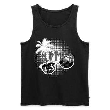 Palm & Sunglasses black and white - Men's Premium Organic Tank Top - black - Front - Michal (187cm)