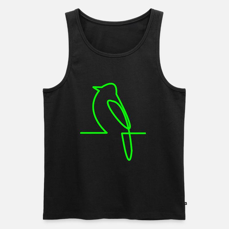 Leuchtender Vogel Linienkunst - Männer Premium Bio Tank Top - Schwarz