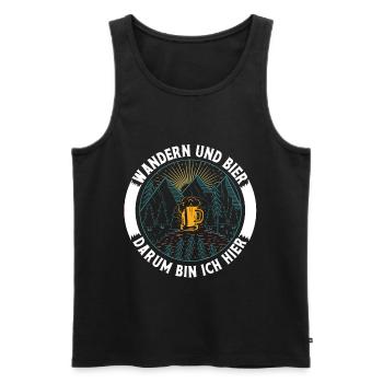 Wandern Und Bier Darum Bin Ich Hier - Männer Premium Bio Tank Top - Schwarz - Vorne - Michal (187cm)
