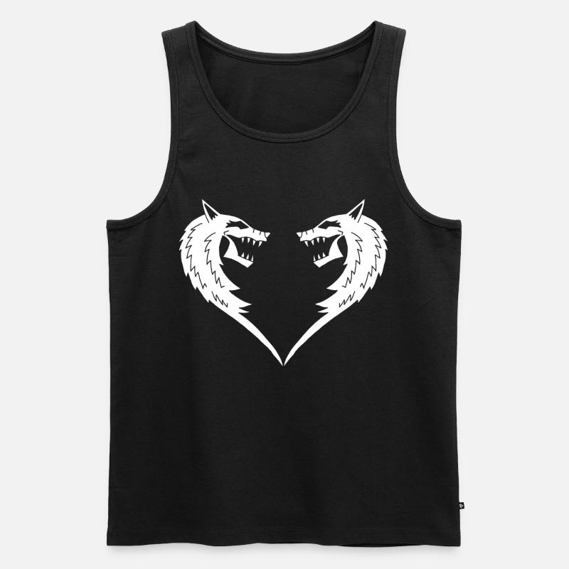 Weißes Wolfsherz - Männer Premium Bio Tank Top - Schwarz