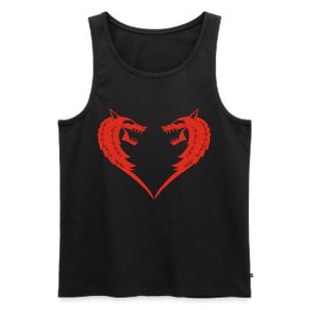 Red Wolf Heart - Men's Premium Organic Tank Top - black - Front - AI Model Male 178 light (178cm)