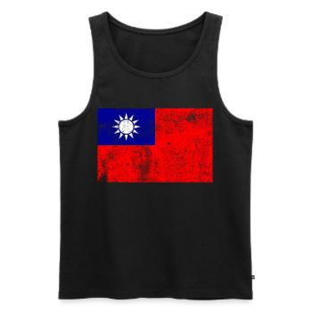Drapeau de Taïwan Drapeau Grunge Rétro Vintage - Débardeur bio Premium Homme - noir - Devant - Michal (187cm)