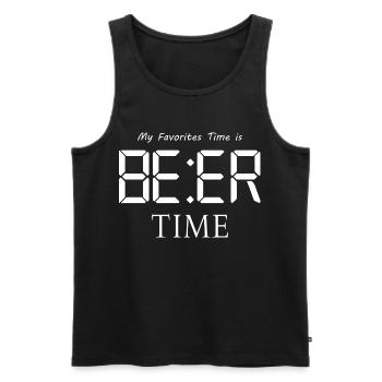 Meine Lieblings Zeit ist Bier Zeit - Männer Premium Bio Tank Top - Schwarz - Vorne - AI Model Male 178 light (178cm)