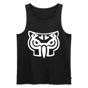 White owl head - Men's Premium Organic Tank Top - black - Front - AI Model Male 178 light (178cm)