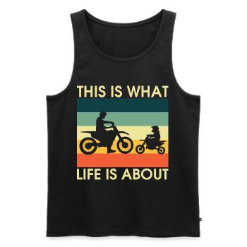 ElternKind Fahrrad Silhouetten Retro - Männer Premium Bio Tank Top - Schwarz - Vorne - Michal (187cm)