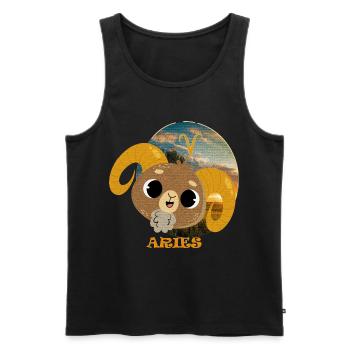 Zodiac sign ARIES - Men's Premium Organic Tank Top - black - Front - AI Model Male 178 light (178cm)