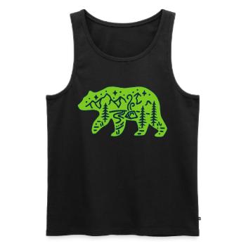 Ours vert totem de la nature - Débardeur bio Premium Homme - noir - Devant - Michal (187cm)