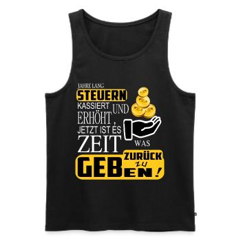 Steuern zurück geben - Männer Premium Bio Tank Top - Schwarz - Vorne - AI Model Male 178 light (178cm)
