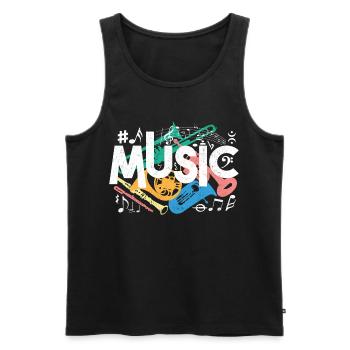 Style graffiti musical – Ambiances sonores colorées - Débardeur bio Premium Homme - noir - Devant - Michal (187cm)