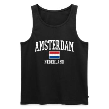Amsterdam NL Flag Design - Men's Premium Organic Tank Top - black - Front - AI Model Male 178 light (178cm)