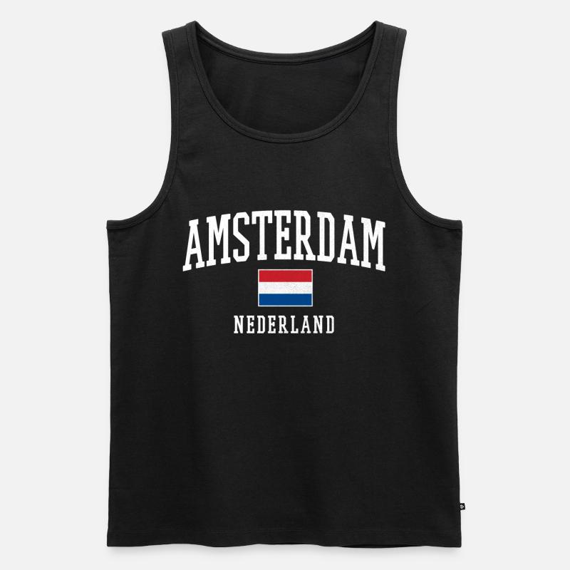 Projekt flagi Amsterdam NL - Ekologiczny tank top męski Premium - czarny