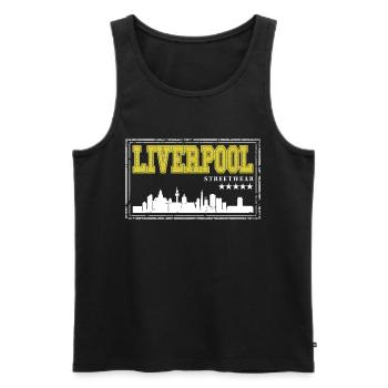 Liverpool Angleterre UK City Skyline Accueil Amour - Débardeur bio Premium Homme - noir - Devant - Michal (187cm)