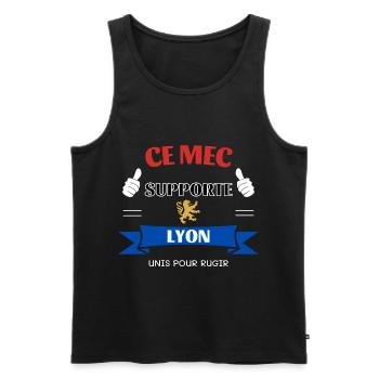 Ce mec supporte Lyon - Débardeur bio Premium Homme - noir - Devant - Michal (187cm)